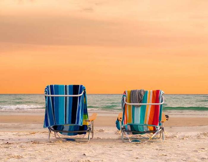 Beach chairs on the beach in Florida