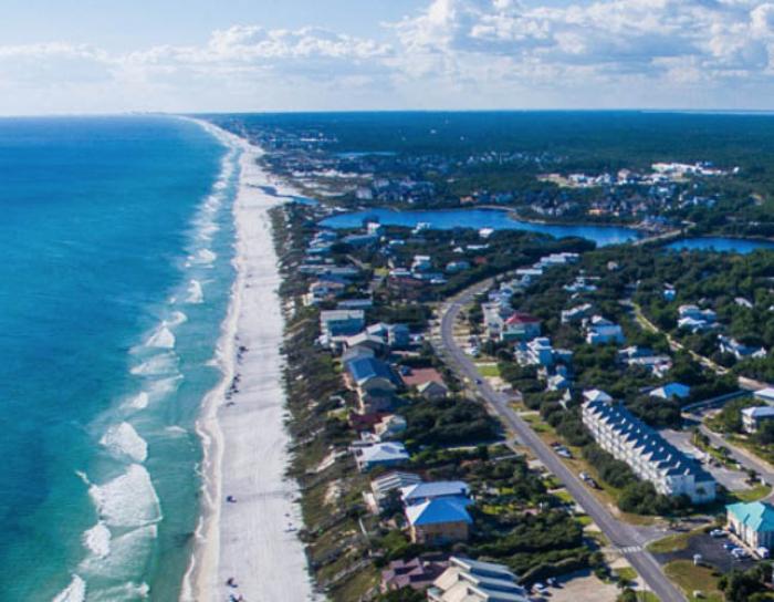 Ariel view of the 30A coastline